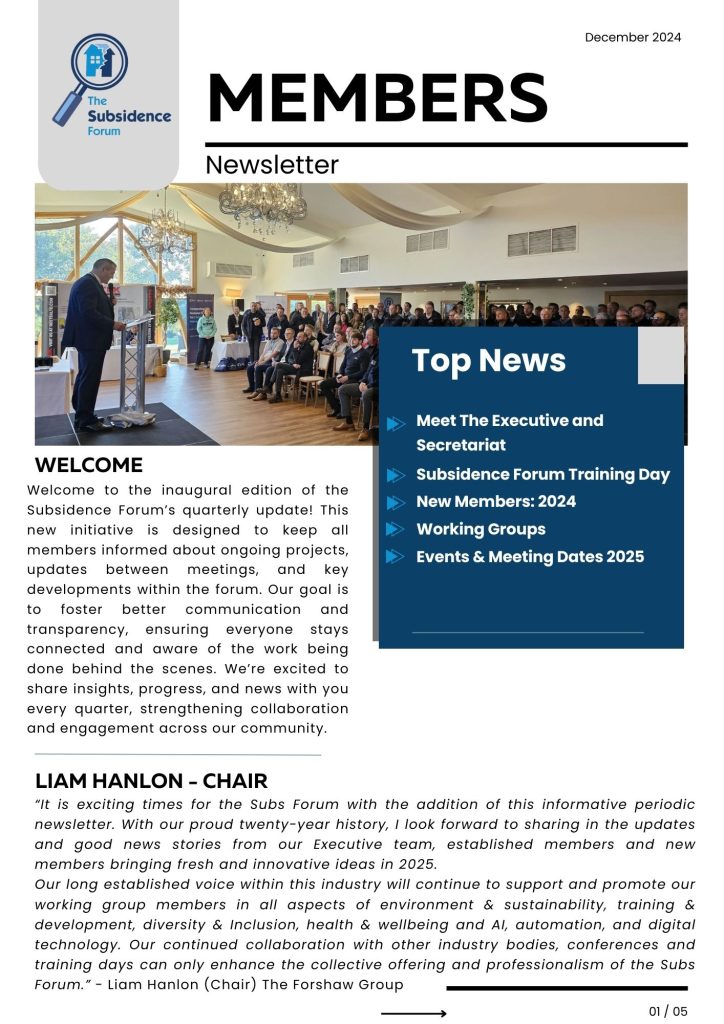 Subsidence Forum Newsletter: December 2024